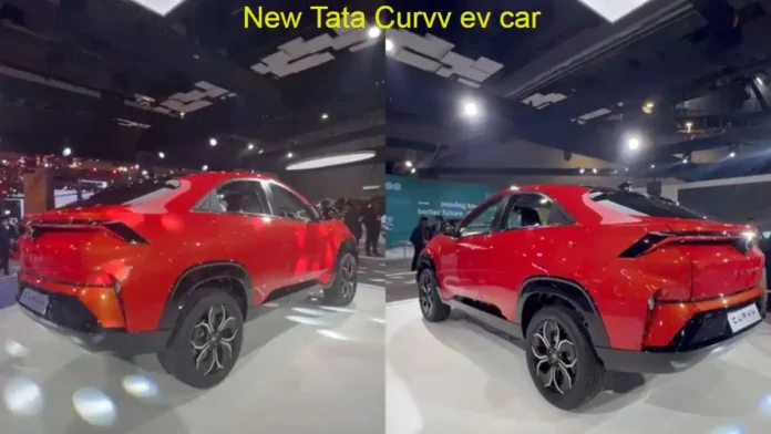New Tata Curvv ev car of red color