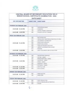 Class XII datesheet 2023-2024